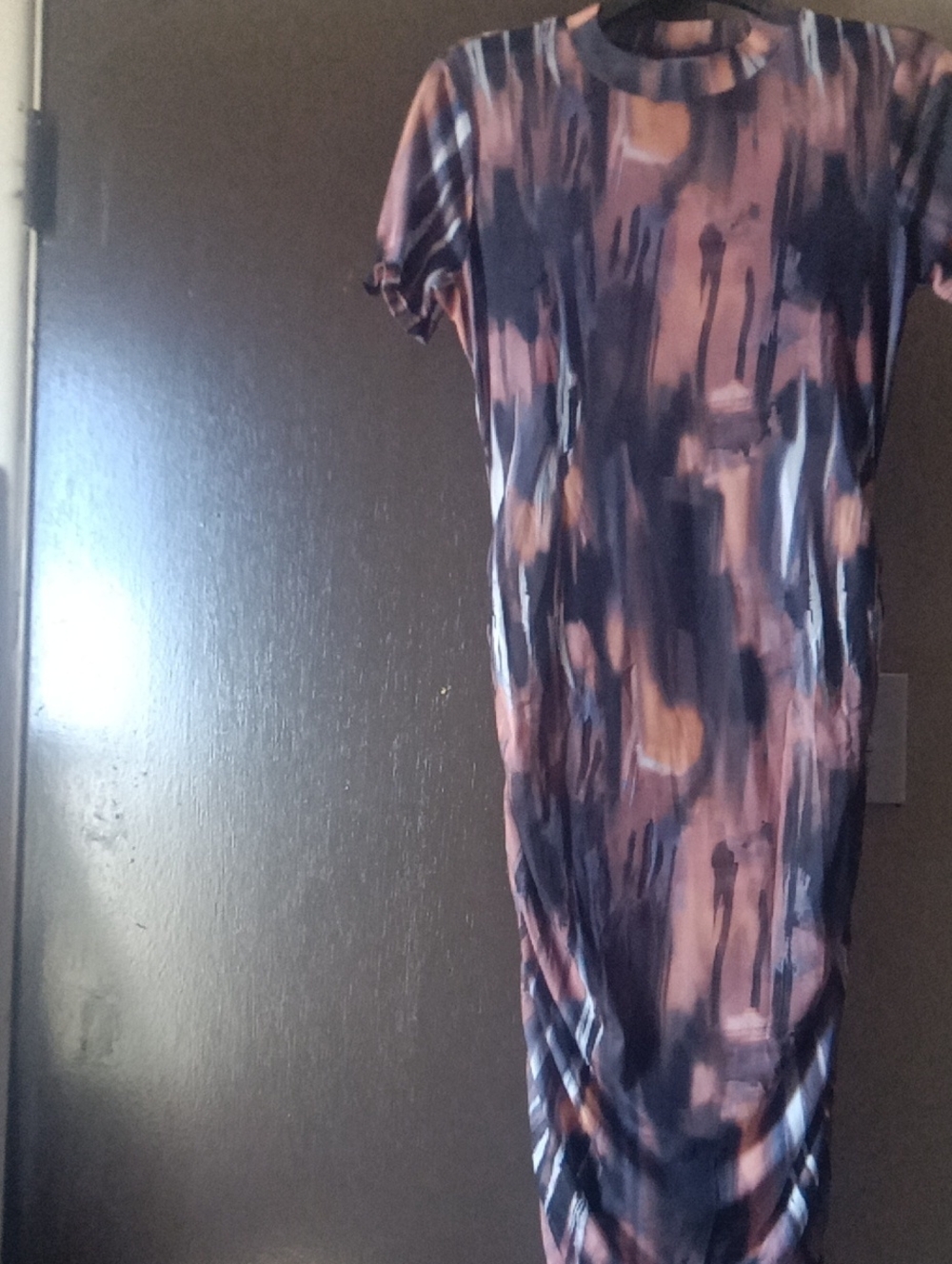 Source Unknown Blush and Navy Abstract Midi Dress